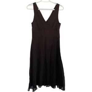 Vtg Y2K J. Crew Brown Silk Sleeveless V Neck Midi Dress Fairy Gypsy Boho‎ Size 6